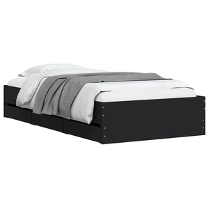 vidaXL Bed Frame with Drawers Black 90x190 cm Engineered Wood