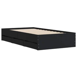 vidaXL Bed Frame with Drawers Black 90x190 cm Engineered Wood