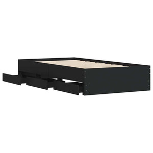vidaXL Bed Frame with Drawers Black 90x190 cm Engineered Wood