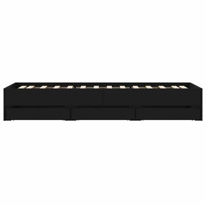 vidaXL Bed Frame with Drawers Black 90x190 cm Engineered Wood