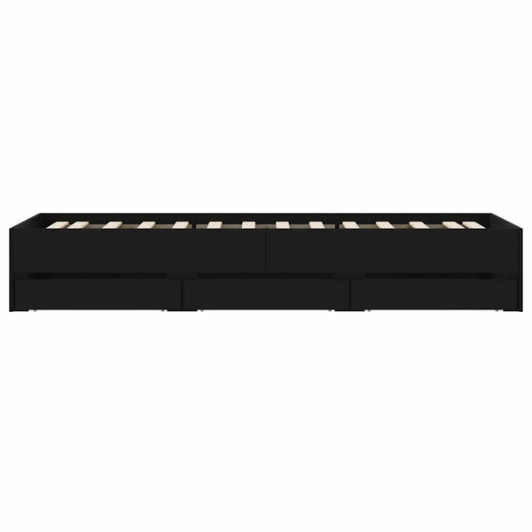 vidaXL Bed Frame with Drawers Black 90x190 cm Engineered Wood