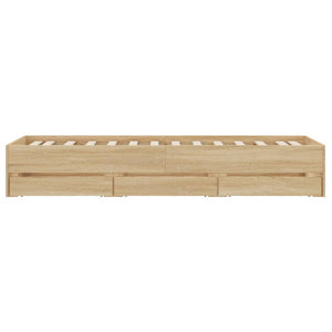 vidaXL Bed Frame with Drawers Sonoma Oak 90x190 cm Engineered Wood