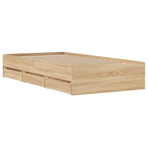 vidaXL Bed Frame with Drawers Sonoma Oak 90x190 cm Engineered Wood