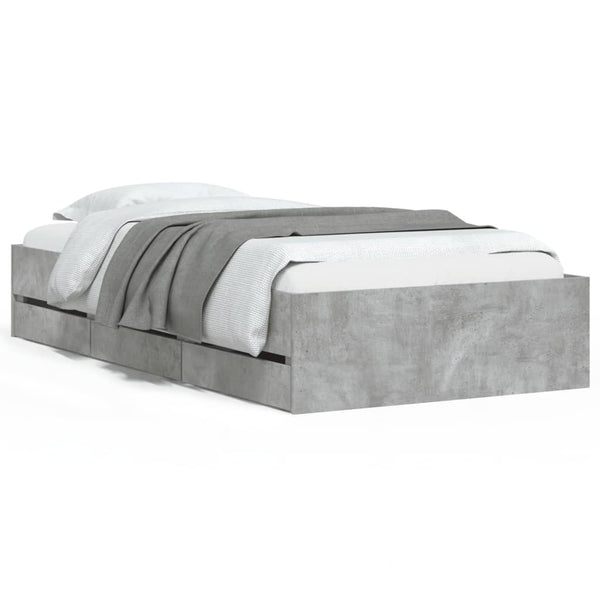 vidaXL Bed Frame with Drawers Concrete Grey 90x190 cm Engineered Wood