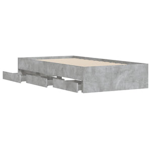 vidaXL Bed Frame with Drawers Concrete Grey 90x190 cm Engineered Wood
