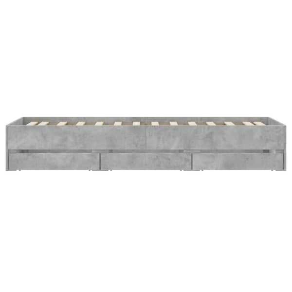 vidaXL Bed Frame with Drawers Concrete Grey 90x190 cm Engineered Wood