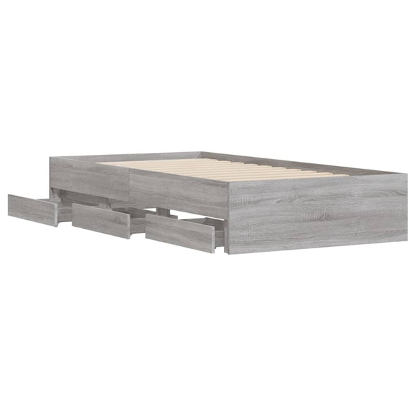 vidaXL Bed Frame with Drawers Grey Sonoma 90x190 cm Engineered Wood