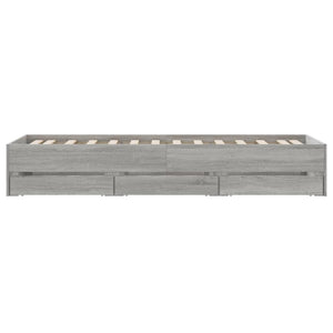 vidaXL Bed Frame with Drawers Grey Sonoma 90x190 cm Engineered Wood