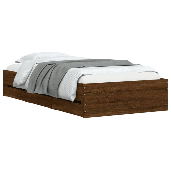 vidaXL Bed Frame with Drawers Brown Oak-look 90x190 cm