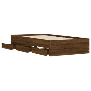 vidaXL Bed Frame with Drawers Brown Oak-look 90x190 cm