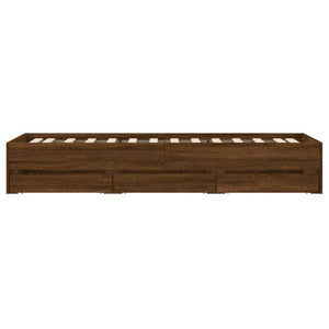 vidaXL Bed Frame with Drawers Brown Oak-look 90x190 cm