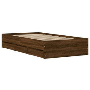 vidaXL Bed Frame with Drawers Brown Oak-look 90x190 cm