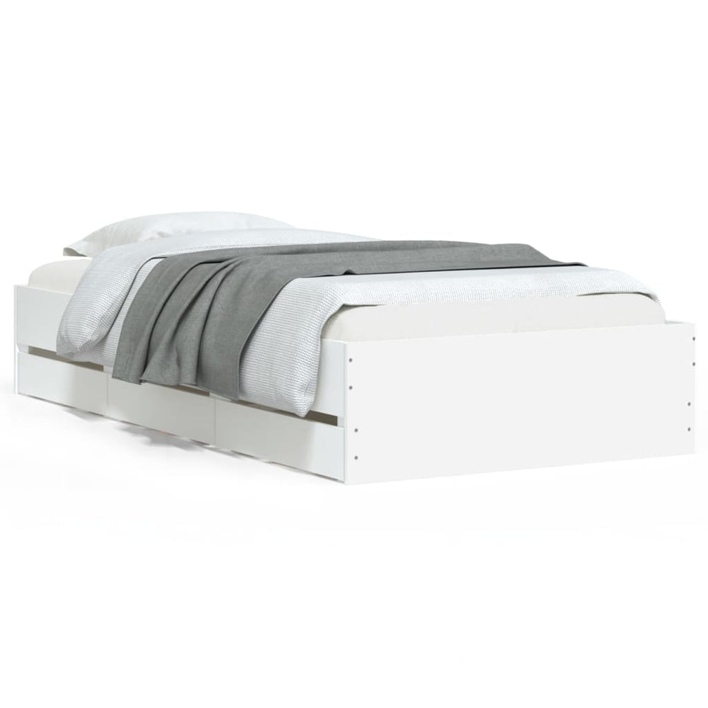 vidaXL Bed Frame with Drawers White 75x190 cm Engineered Wood