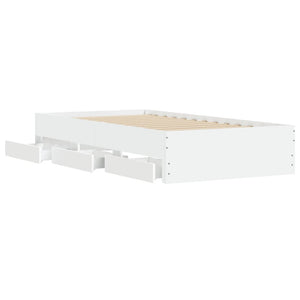 vidaXL Bed Frame with Drawers White 75x190 cm Engineered Wood