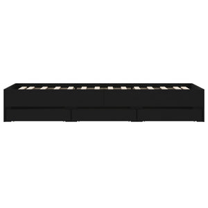 vidaXL Bed Frame with Drawers Black 75x190 cm Engineered Wood