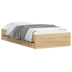 vidaXL Bed Frame with Drawers Sonoma Oak 75x190 cm Engineered Wood