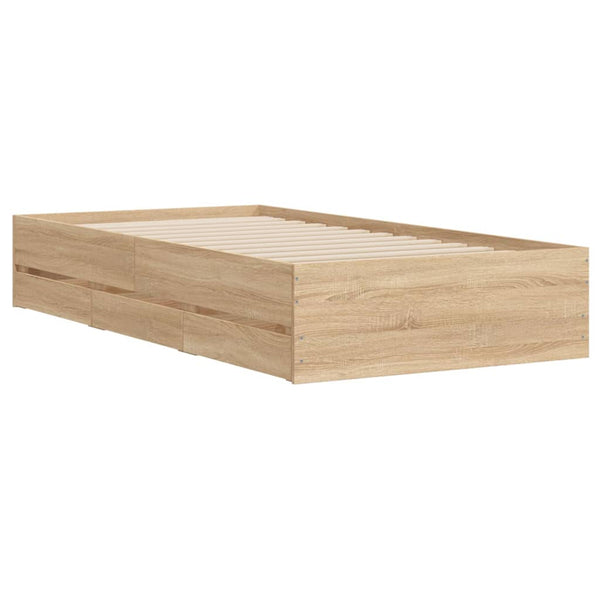 vidaXL Bed Frame with Drawers Sonoma Oak 75x190 cm Engineered Wood