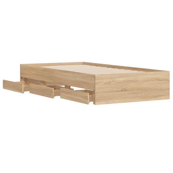 vidaXL Bed Frame with Drawers Sonoma Oak 75x190 cm Engineered Wood
