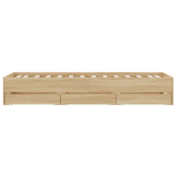 vidaXL Bed Frame with Drawers Sonoma Oak 75x190 cm Engineered Wood