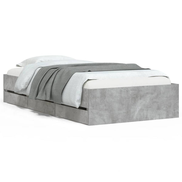 vidaXL Bed Frame with Drawers Concrete Grey 75x190 cm Engineered Wood