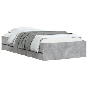 vidaXL Bed Frame with Drawers Concrete Grey 75x190 cm Engineered Wood