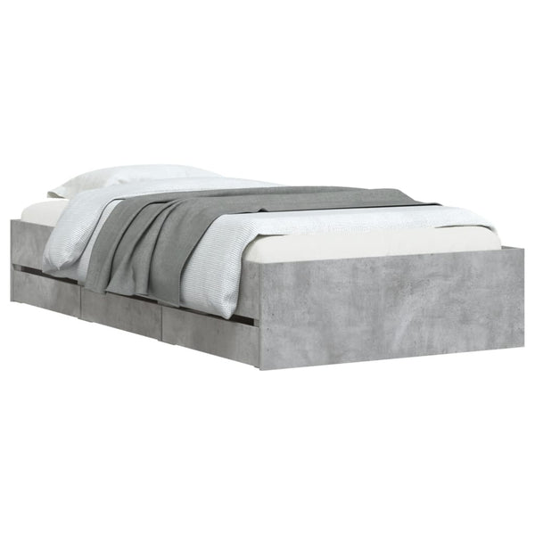 vidaXL Bed Frame with Drawers Concrete Grey 75x190 cm Engineered Wood
