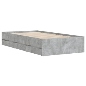 vidaXL Bed Frame with Drawers Concrete Grey 75x190 cm Engineered Wood