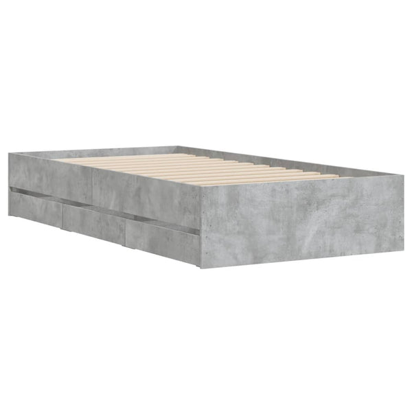 vidaXL Bed Frame with Drawers Concrete Grey 75x190 cm Engineered Wood