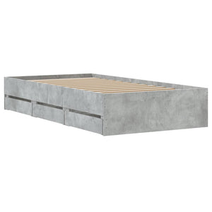 vidaXL Bed Frame with Drawers Concrete Grey 75x190 cm Engineered Wood
