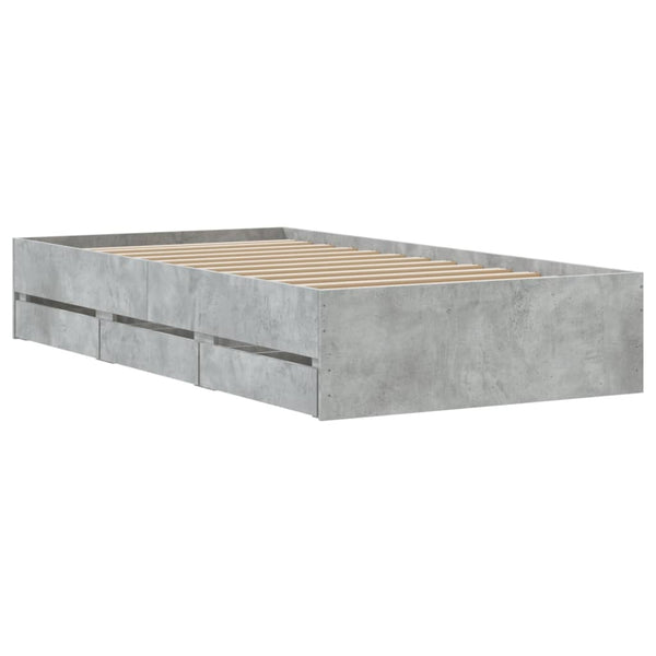 vidaXL Bed Frame with Drawers Concrete Grey 75x190 cm Engineered Wood