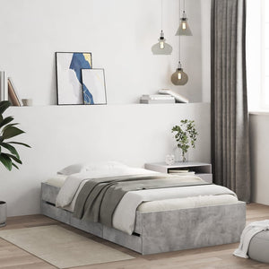 vidaXL Bed Frame with Drawers Concrete Grey 75x190 cm Engineered Wood