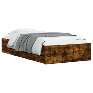 vidaXL Bed Frame with Drawers Smoked Oak 75x190 cm Engineered Wood
