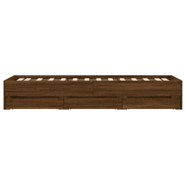 vidaXL Bed Frame with Drawers Brown Oak-Effect 75x190 cm