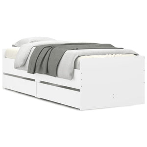 vidaXL Bed Frame with Drawers White 100x200 cm