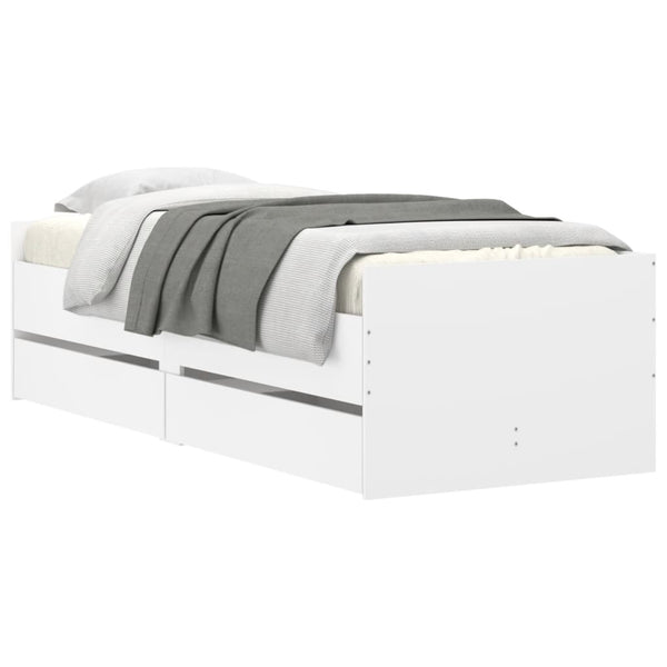 vidaXL Bed Frame with Drawers White 100x200 cm
