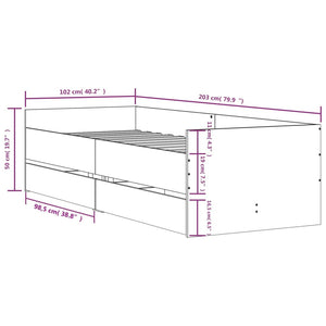 vidaXL Bed Frame with Drawers White 100x200 cm