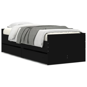 vidaXL Bed Frame with Drawers Black 100x200 cm
