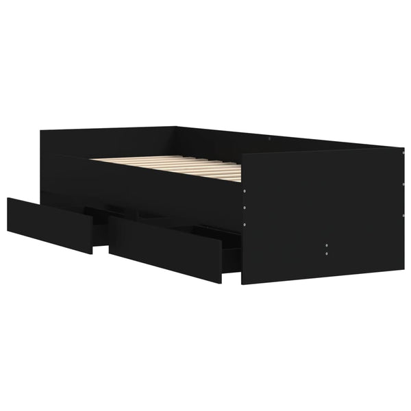 vidaXL Bed Frame with Drawers Black 100x200 cm