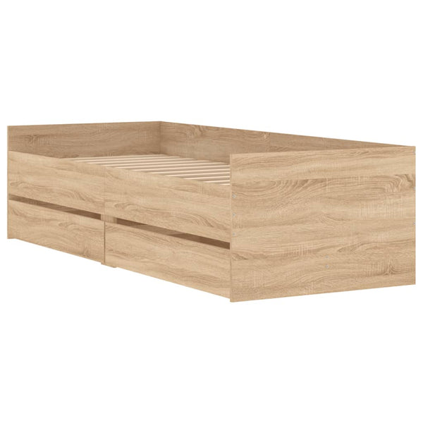 vidaXL Bed Frame with Drawers Sonoma Oak 100x200 cm