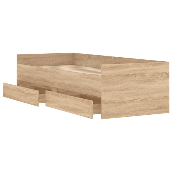 vidaXL Bed Frame with Drawers Sonoma Oak 100x200 cm