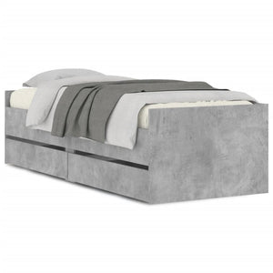 vidaXL Bed Frame with Drawers Concrete Grey 100x200 cm