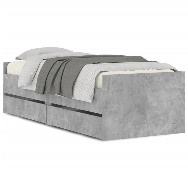 vidaXL Bed Frame with Drawers Concrete Grey 100x200 cm