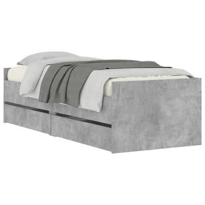vidaXL Bed Frame with Drawers Concrete Grey 100x200 cm