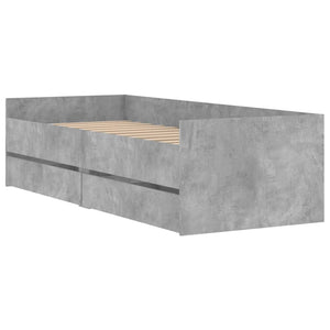 vidaXL Bed Frame with Drawers Concrete Grey 100x200 cm
