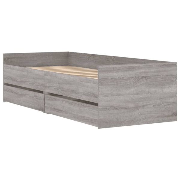vidaXL Bed Frame with Drawers Gray Sonoma 100x200 cm