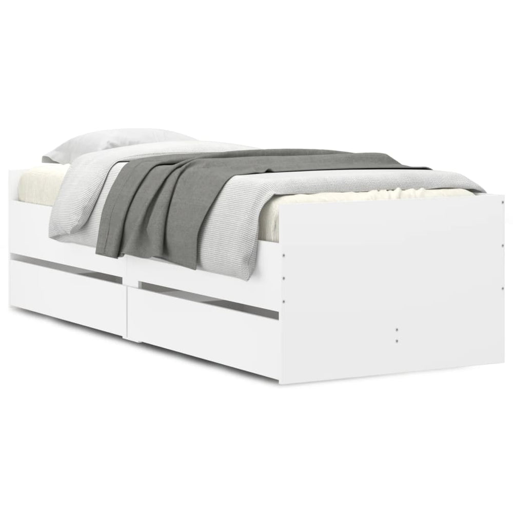 vidaXL Bed Frame with Drawers White 90x200 cm