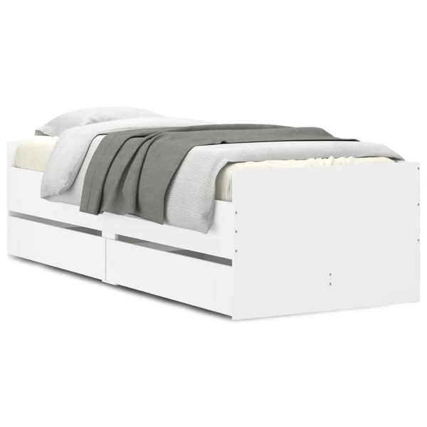vidaXL Bed Frame with Drawers White 90x200 cm
