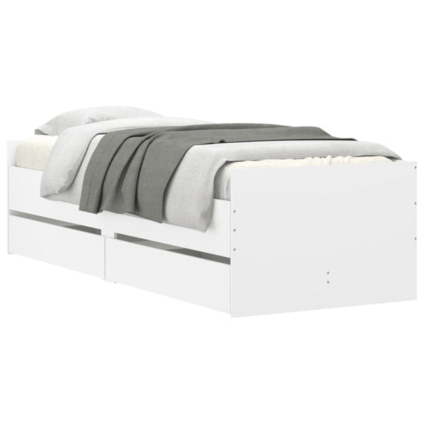 vidaXL Bed Frame with Drawers White 90x200 cm