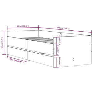 vidaXL Bed Frame with Drawers White 90x200 cm