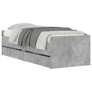 vidaXL Bed Frame with Drawers Concrete Grey 90x200 cm